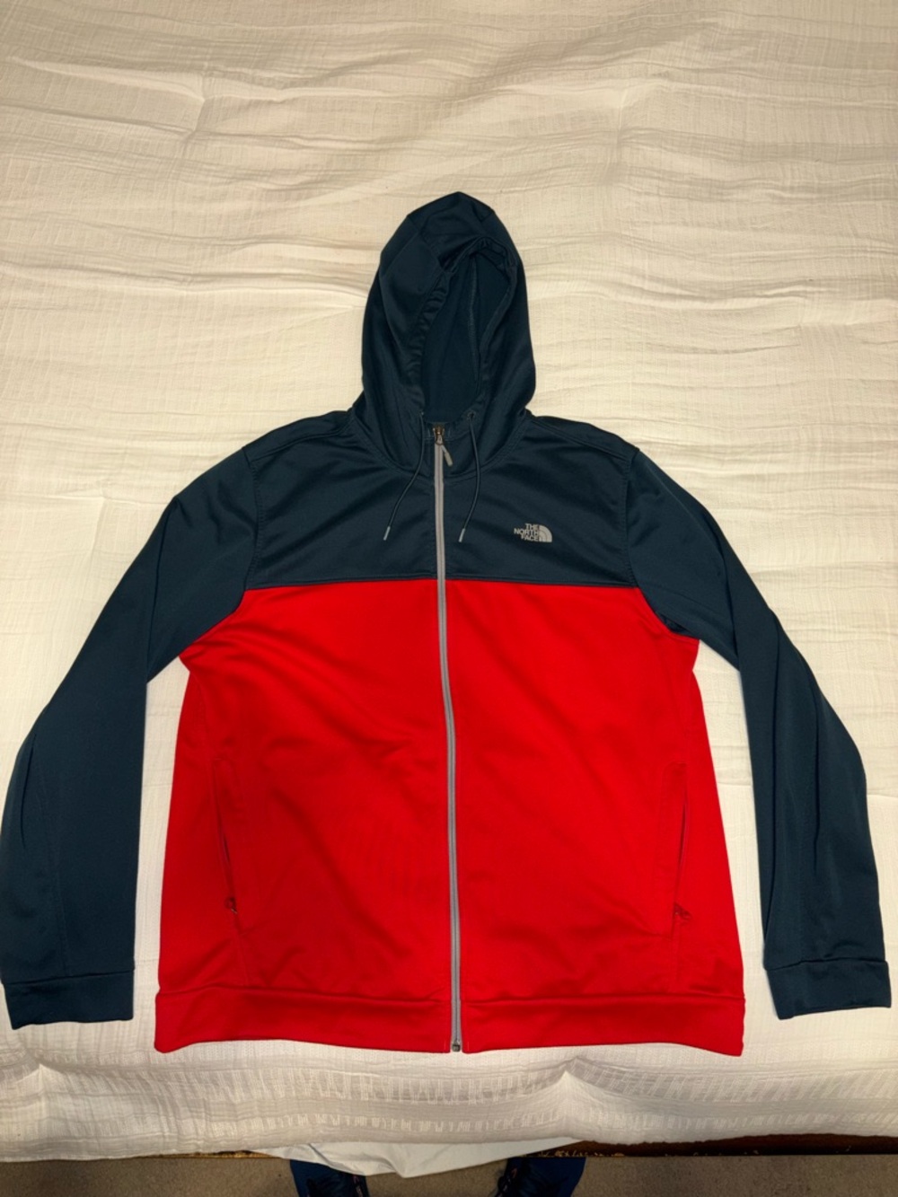 The North Face Colorblock Zip Up Hoodie Track Jacket Teal Red Athleisure Size XL